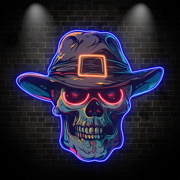 Stylish Skull with Hat LED Neon signs Light | Edgy Home Decor for Halloween and Beyond - Image 4