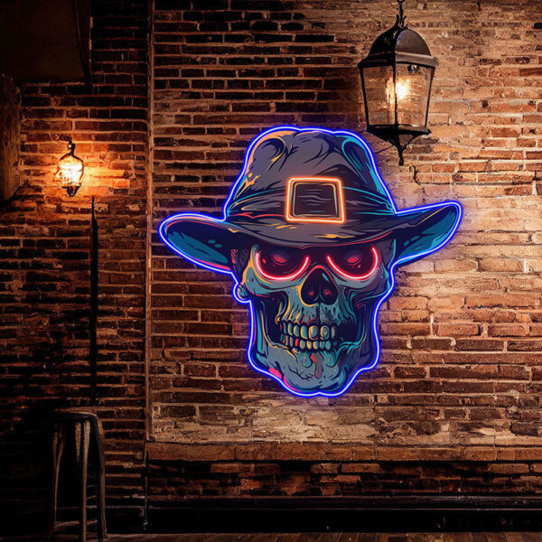 Stylish Skull with Hat LED Neon signs Light | Edgy Home Decor for Halloween and Beyond - Image 6
