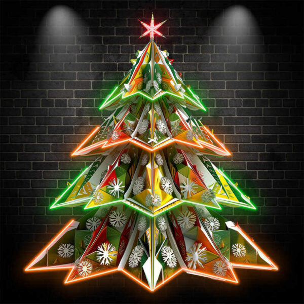 Sparkling 3D snowflake Christmas tree neon signs: a visual feast of colorful holiday atmosphere - Image 7