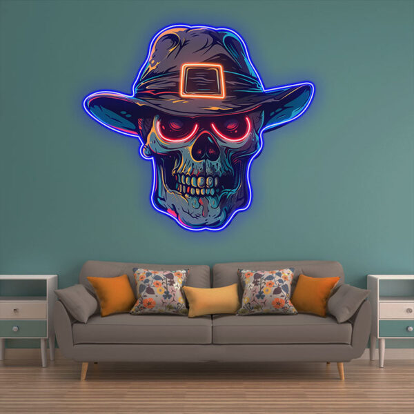 Stylish Skull with Hat LED Neon signs Light | Edgy Home Decor for Halloween and Beyond - Image 5