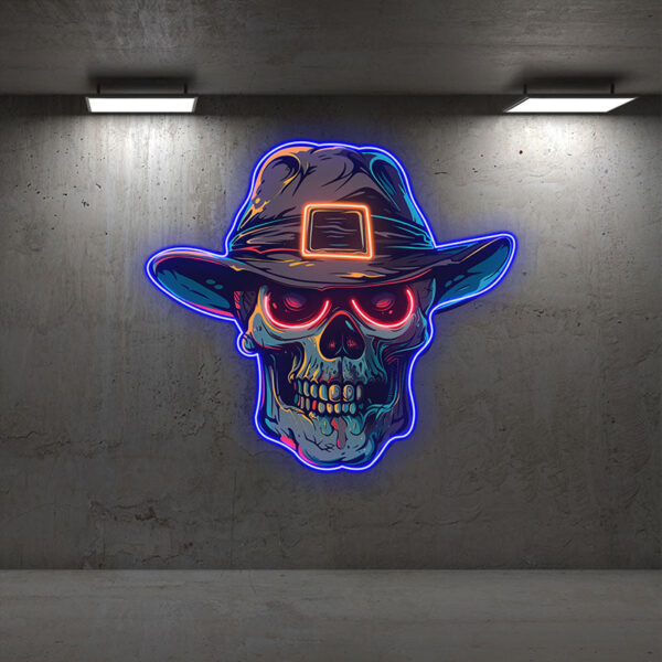 Stylish Skull with Hat LED Neon signs Light | Edgy Home Decor for Halloween and Beyond - Image 7