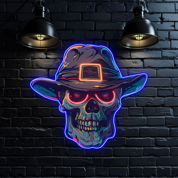 Stylish Skull with Hat LED Neon signs Light | Edgy Home Decor for Halloween and Beyond - Image 2