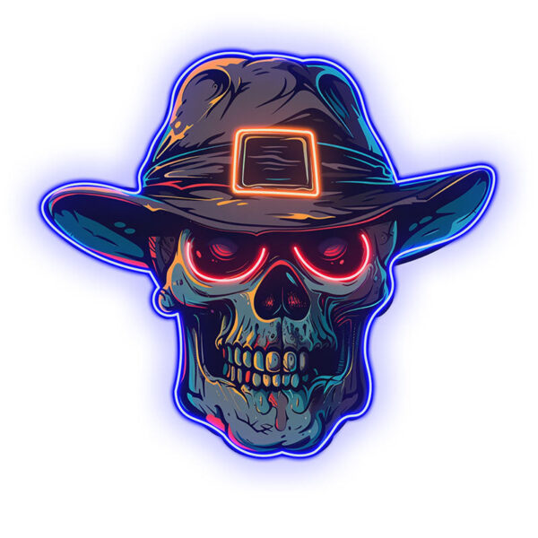 Stylish Skull with Hat LED Neon signs Light | Edgy Home Decor for Halloween and Beyond - Image 3